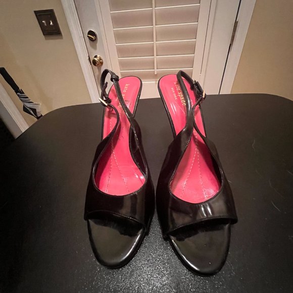Kate Spade black patent leather slingback shoes size 7.5 - Picture 12 of 12